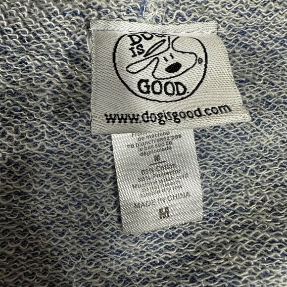 Dog Is Good Women's Pullover Hoodie Blue‎ Terry Cotton Pockets Sweater Size M - Picture 2 of 8